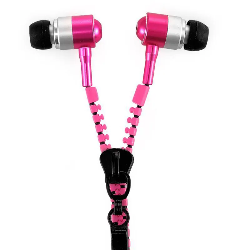 Fashion earphone Metal Zipper Earphone 3.5mm In Ear Wired EarPhones