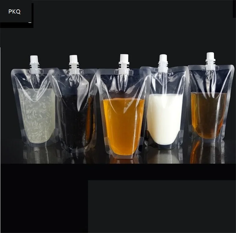 100pcs Self sealed Plastic Beverage Bag Stand up Plastic Drink