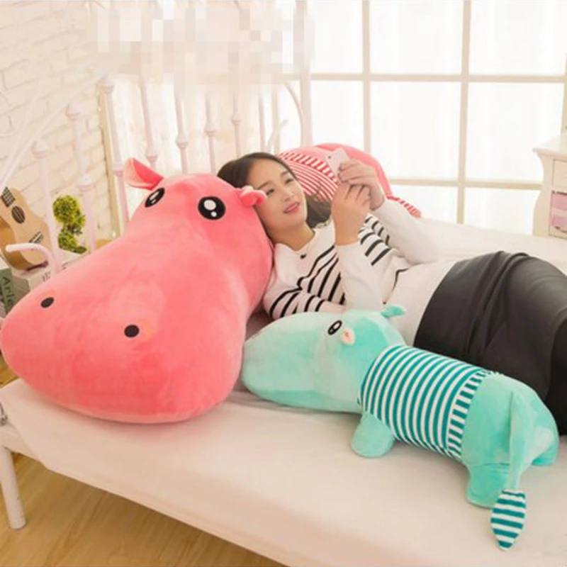 Dorimytrader Huge Soft Animal Lying Hippo Plush Toy Big Cartoon Hippos Doll Animals Pillow Gift for Girls and Boys Decoration 180cm 71inch DY61966 (20)
