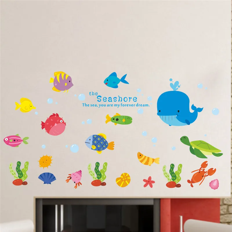 Underwater Fish Bubble Wall Stickers Bathroom Kitchen Window Decor Wall