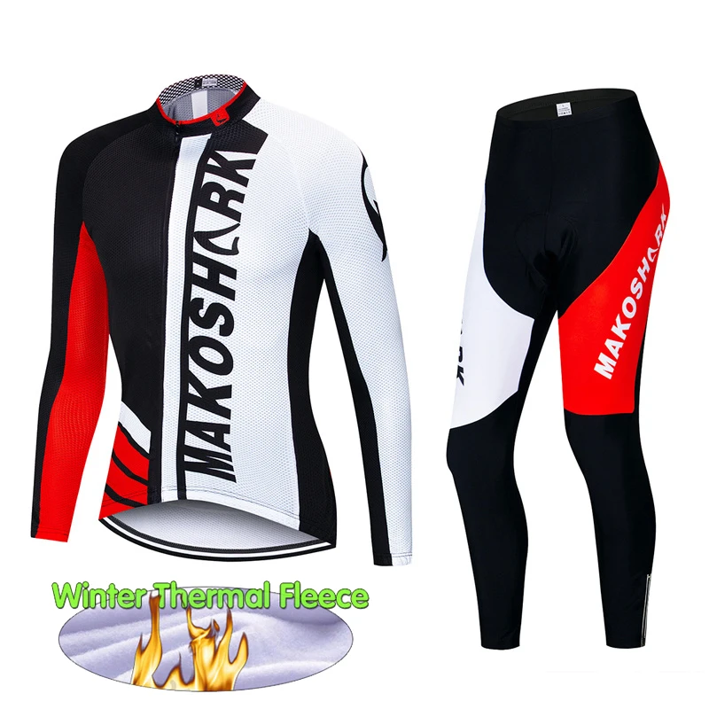 Winter Thermal Fleece Cycling Jersey Set Ropa Ciclismo MTB Long Sleeve Bike Wear Cycling Wear Bike Clothing Suit 9D Gel Pad