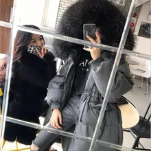 Большой воротник из меха енота и собаки, модные куртки на белом утином пуху, женские зимние пуховики с регулируемой талией, верхняя одежда, новинка года, осень