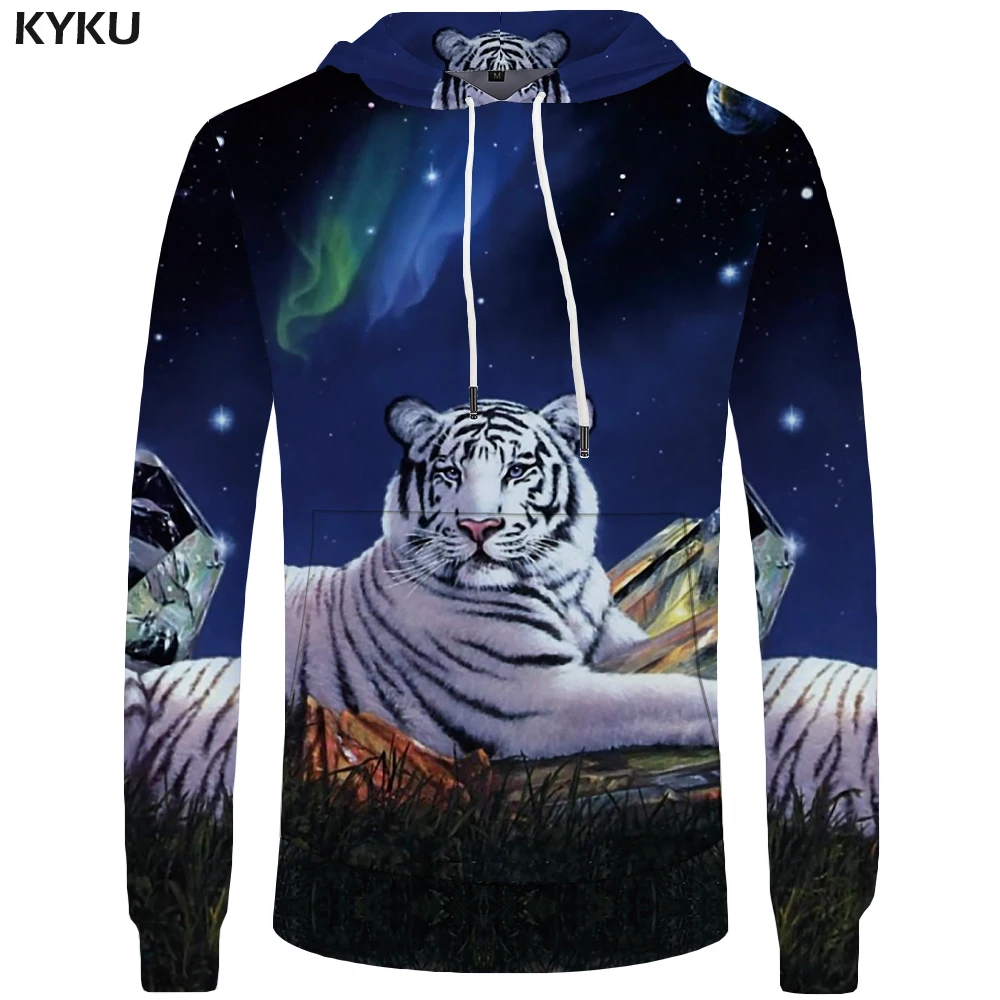 

KYKU Brand Tiger Sweatshirt Women Hoodies Galaxy Sweatshirts Large Size Big Animal Casual Hoodie Long Sleeve sweatshirt 3d