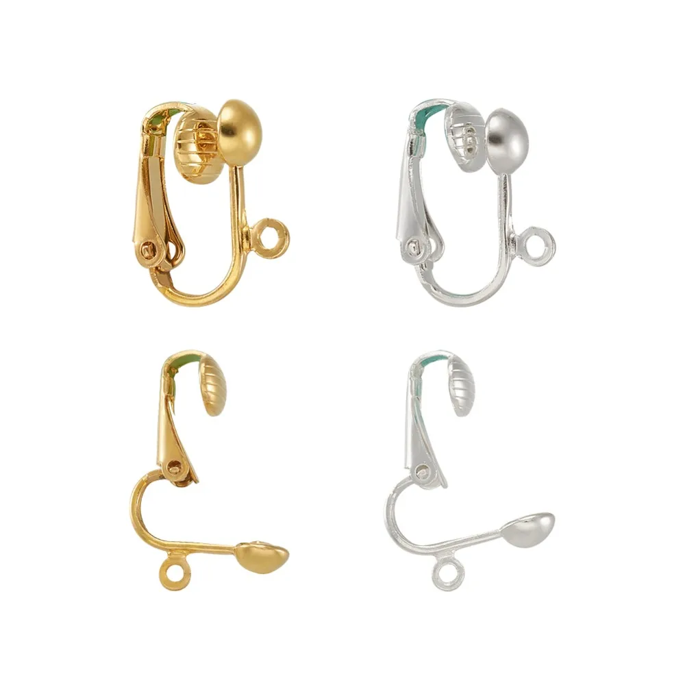 

36pcs Iron Clip-on Earring Findings For Non-Pierced Ears Components for Earring Making DIY 13.5x15.5x7mm,hole:1.2mm
