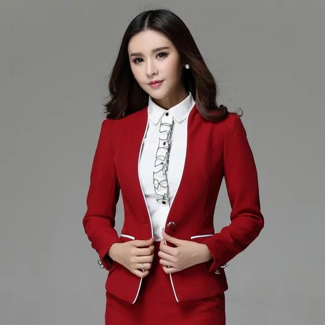 Formal Female Red Blazer Women Jackets 2015 Winter Blazer