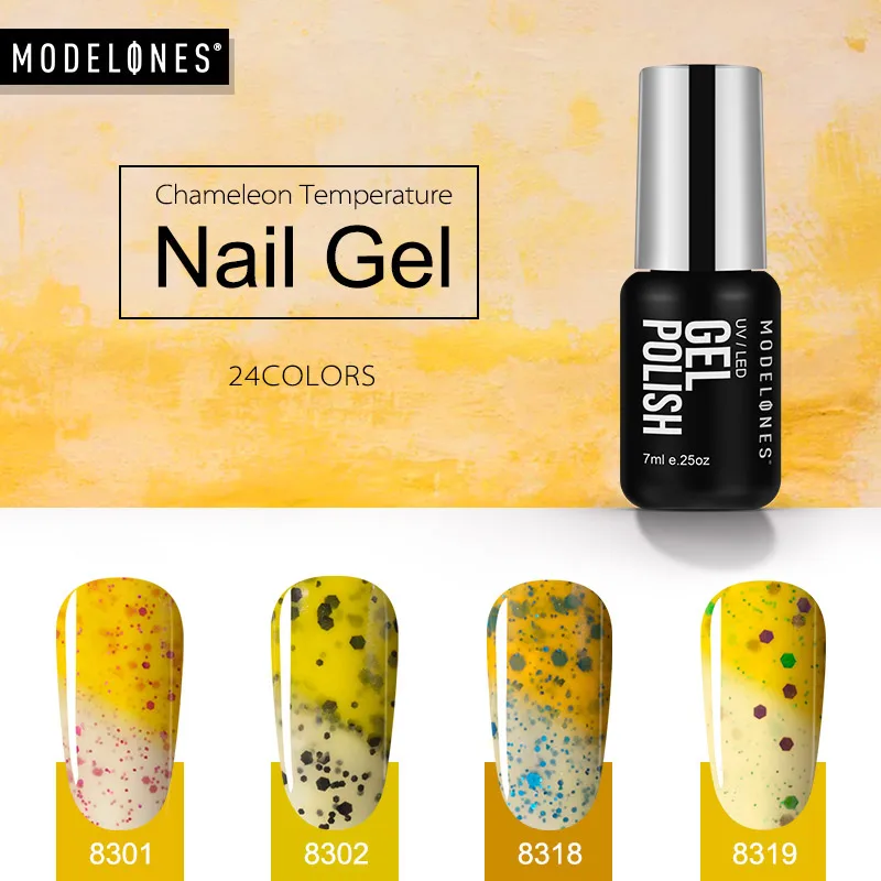 

Modelones 4Pcs/Lot Temperature Nail Gel Polish Set Chameleon Thermal Led Gel Nail Varnish Kits Semi Permanent UV Hybrid Gel