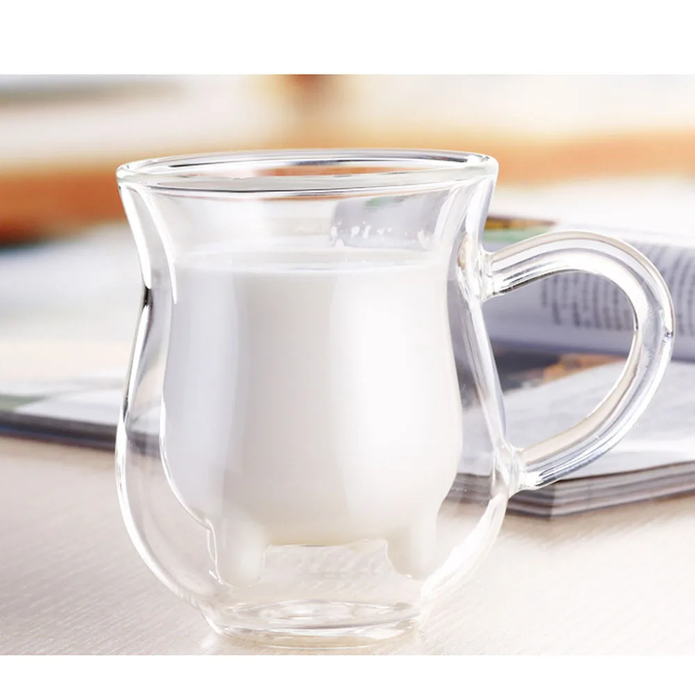 Transparency Glass Cup Mug Handmade Double-layer Cow Milk Jar Heat Resistant Home Office Milk Coffee Juice Tea Drinkware Mugs Transparency Glass Cup Mug Handmade Double-layer Cow Milk Jar Heat Resistant Home Office Milk Coffee Juice Tea Drinkware Mugs