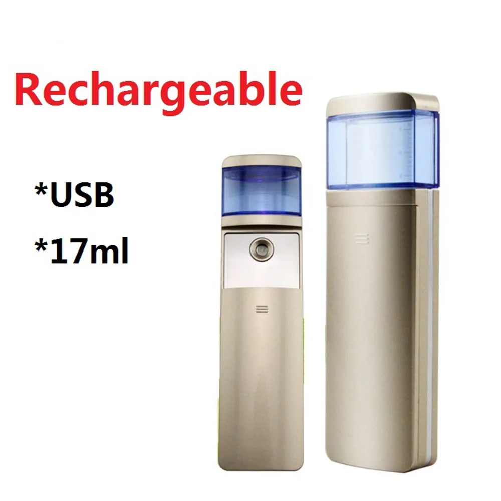 17ml USB rechargeable gold handy face steaming skin care device facial