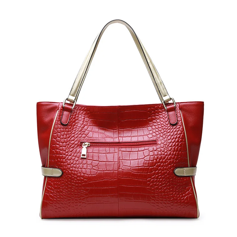 

Luxury Alligator Pattern Genuine Leather Women Handbag European Fashion Brand Designer Cow Leather Women Shoulder Bags 2018 NEW