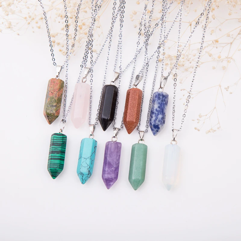 

2017 Natural Stone Crystal Quartz Opal Point Charms pendants Necklaces Neckalce Power Healing Chakra Reiki Fashion Jewelry