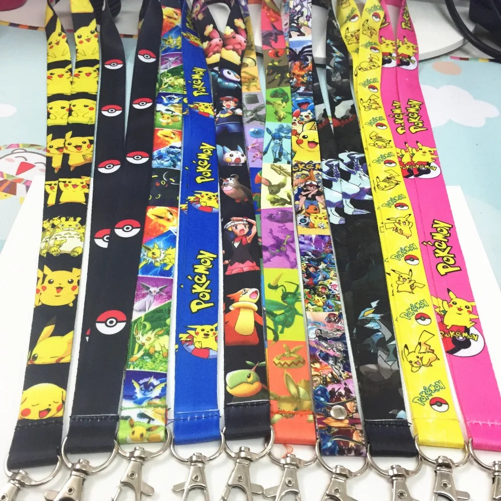 

Lot 10 PCS different Pocket Monster Pikachu key lanyard ID badge card holder keychain Neck straps for mobile phone Cosplay