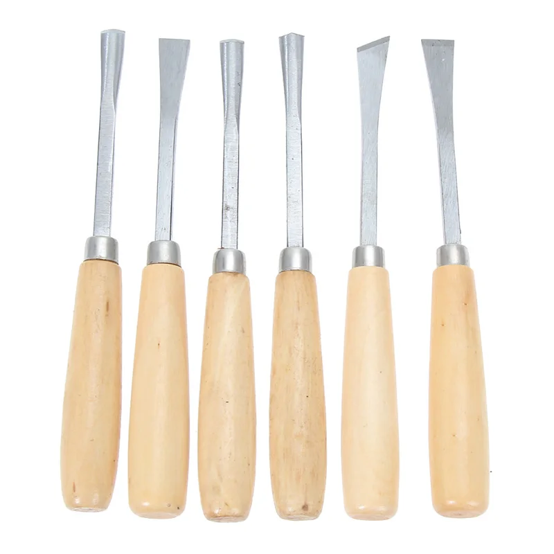 6PCS Assorted Wood Working Chisel Carving Chisels Tools Gouge Skew