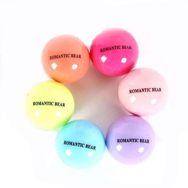 6Pcs/Lot 6 Macaron Color 3D Ball Lipstick Organic Ingredient Lip Balm Sweet Taste Natural Plant Embellish Lip Beauty Makeup Care