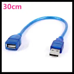 Синий пластиковый корпус USB 2,0 мужчин и женщин AF/AM удлинитель кабеля 30 см