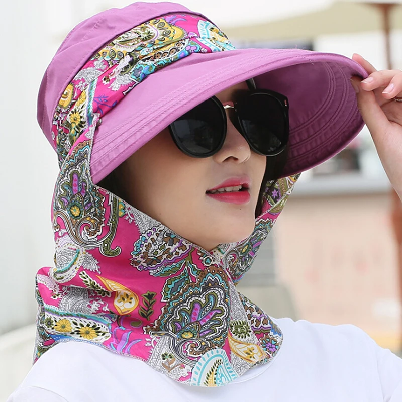 Summer Beach Sun Visor Ladies  Anti-UV Floral Wide Brim Foldable Sun Hat Cap Girl Hats Caps Chapeu Paille Femme Sunhat For Women 6