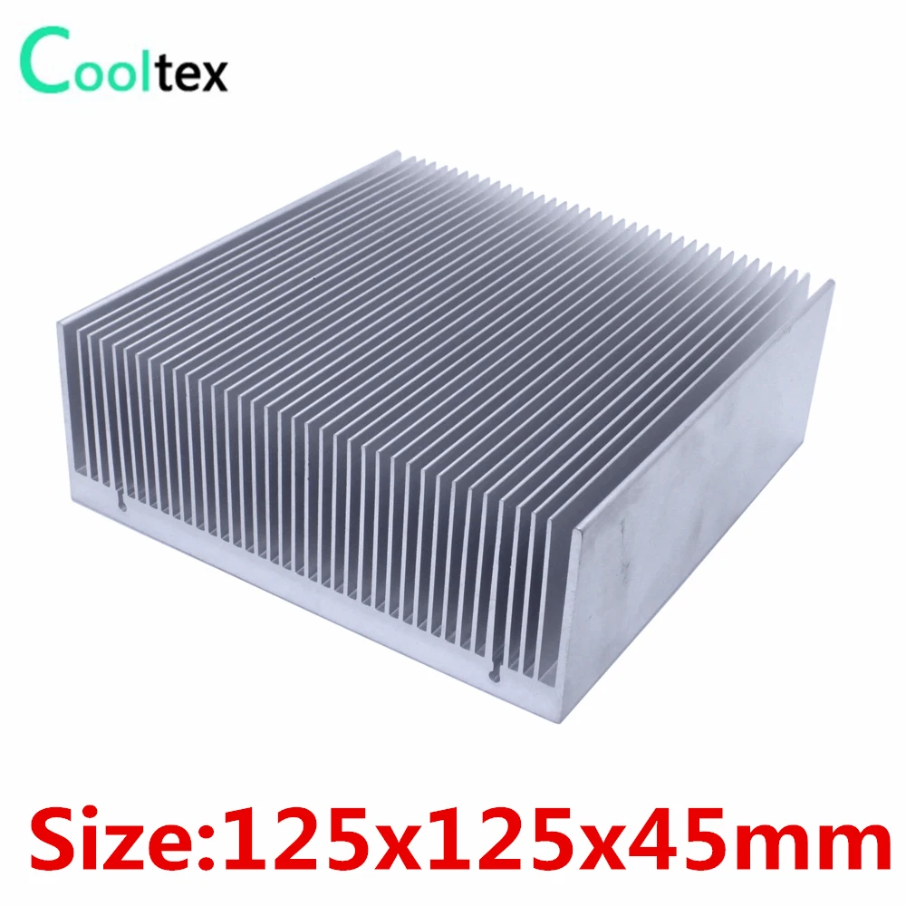 Dissipador de Alumínio para Amplificador de Potência Led Eletrônico Radiador de Dissipador de Calor Alta Potência Refrigeração de Refrigeração 125x125x45 mm