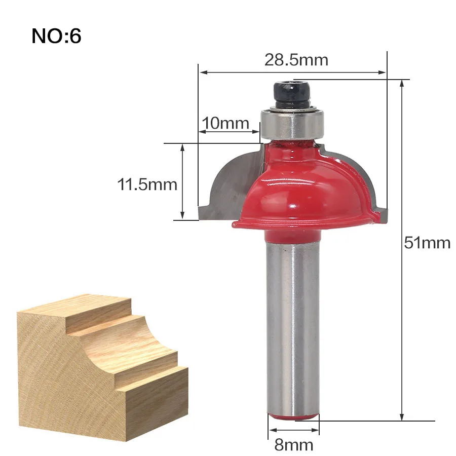 1 шт. 8 мм хвостовик древесины маршрутизатор бит прямой Концевая фреза триммер очистка заподлицо отделка угловая круглая бухта коробка биты инструменты фреза - Длина режущей кромки: NO6