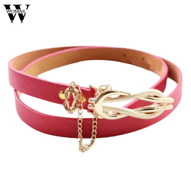 

2017 fashion woman for belts Ultra-thin Leather Women's Belt with chain Belt