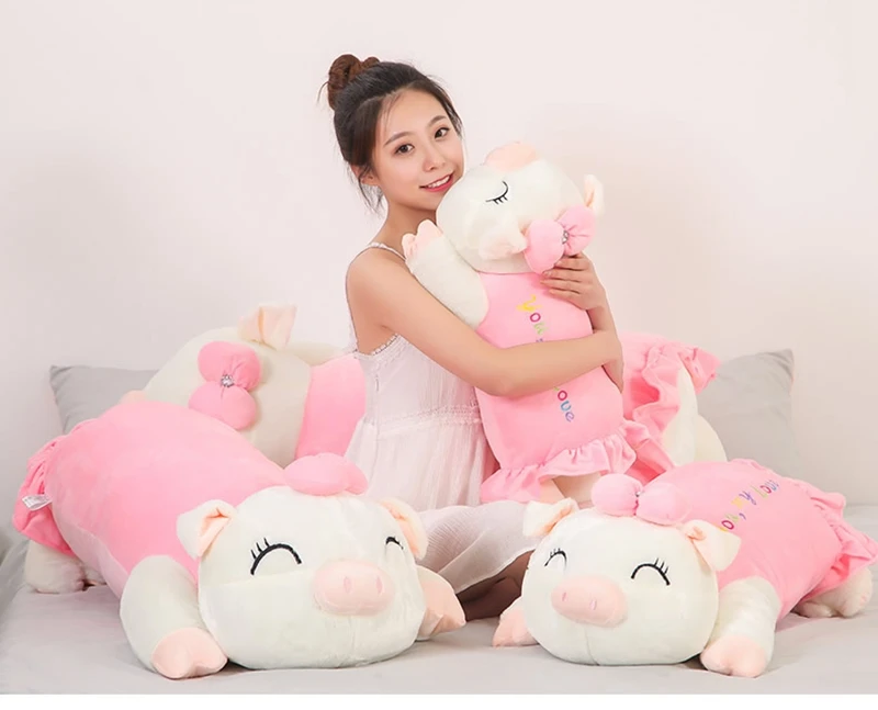 factory price kawaii cartoon pig plush toy pillow giant soft piggy doll for girl children gift decoration 39inch 100cm DY50620 (2)