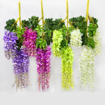 

12Pcs/Lot 110cm Tiffany blue Wisteria pudding arch wedding decoration simulation rattan flowers silk flowers wall hanging basket