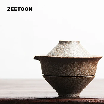 

Japanese style Coarse Pottery Quick Cup Grasping 1 Pot 2 Cups Portable Travel Office Teapot Tea Cup Ceramic Car Kung Fu Tea Set