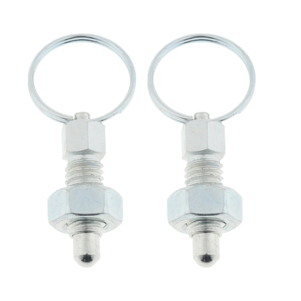 2Pcs Stainless Steel Non Lock-Out Indexing Plunger With Pull Ring M6