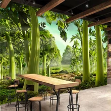 Пользовательские 3D Настенные обои ручная роспись сельдерей зеленый лес Ресторан Супермаркет гостиная фоны водонепроницаемые обои