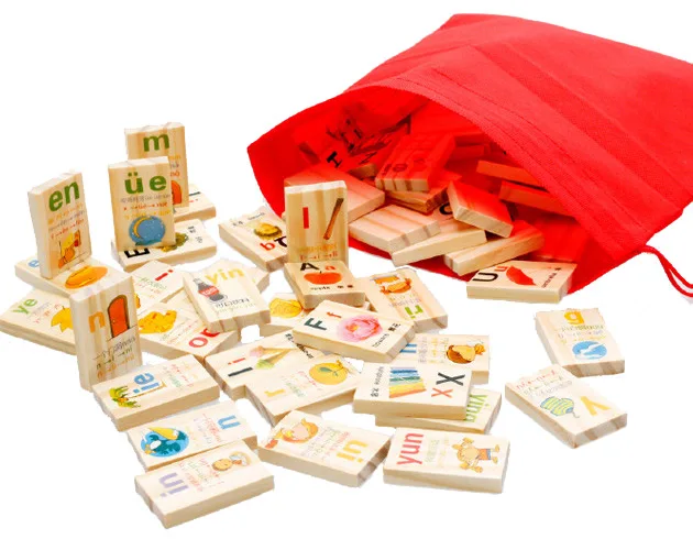 

Brand Wooden Chinese Mandarin Phonetic Alphabet Domino Pinyin Children Baby Language Early Learning Educational Toy 90pcs/set