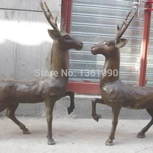 Xd 00352 3" Китай бронза медь Дракон феникс пятнистый олень Пара скульптура