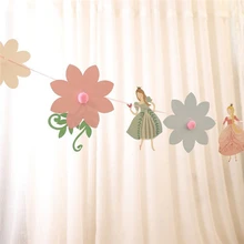 Flor de fadas banner papel guirlanda para festa aniversário dança princesa bunting chá de fraldas meninas favorito decoração suprimentos