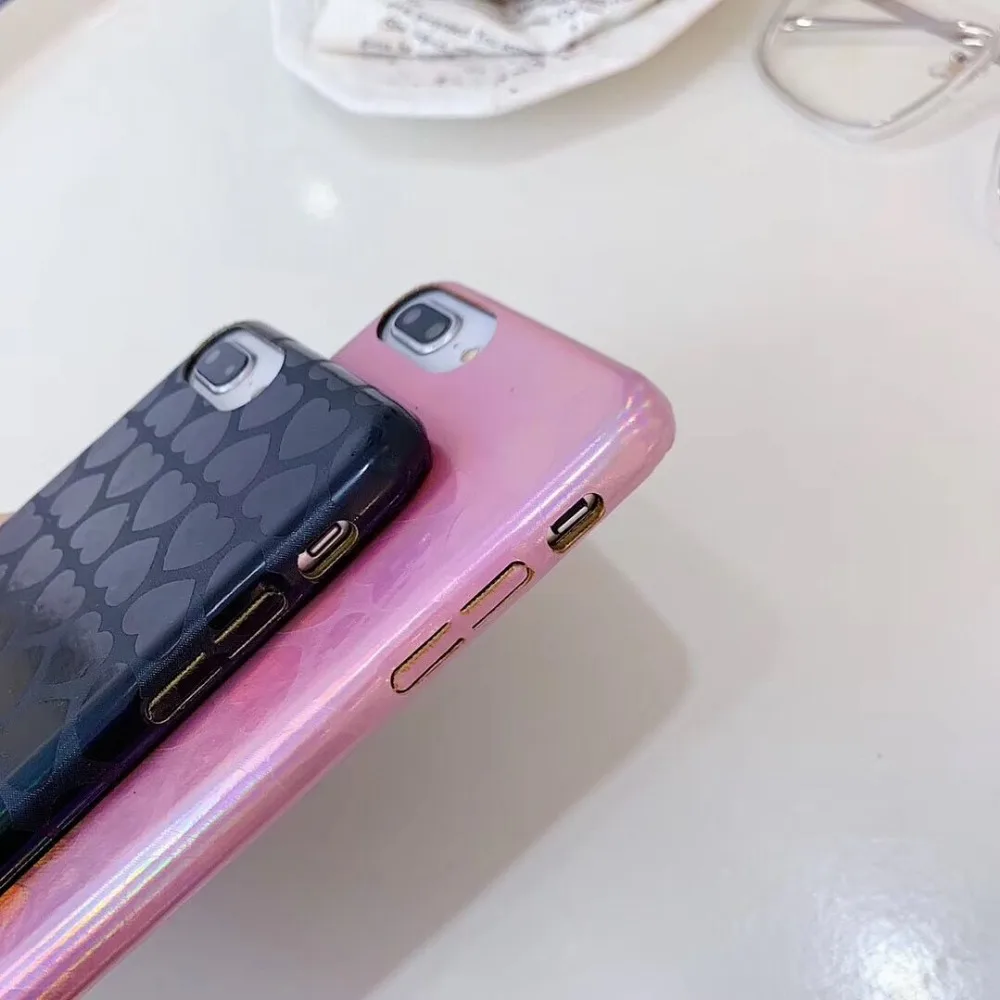 HUANQING Luxury laser love cell phone case For X XR XS Max fashion For iPhone 6 6S 7 7Plus 8 8Plus dream Protective Cover case02