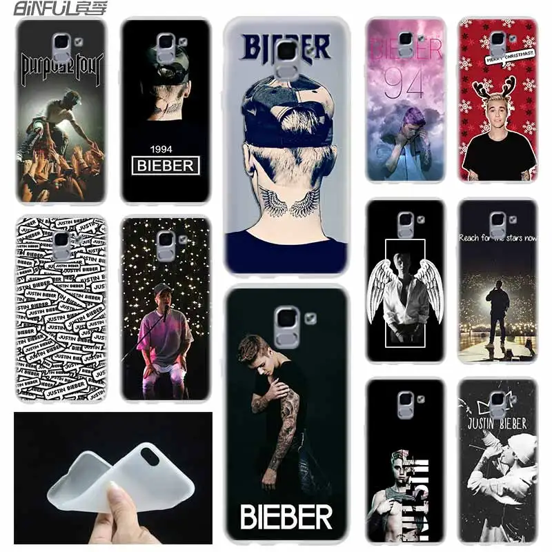 

case Soft Cover TPU Coque For Samsung Galaxy J6 J8 J3 J5 J7 J4 Plus 2018 2016 2017 EU Prime Pro Ace j610 Justin Bieber