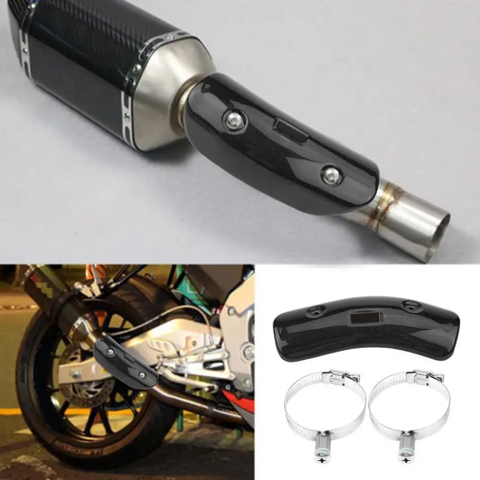 #1 Qiilu Universal Motorcycle Exhaust Heat Shield Cover Middle Pipe Protector Heel Guard Kit Heat Insulation Cover with Stainless Steel Clamps