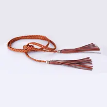 Spring wax cord tassel knitted thin belt female elegant casual women’s cronyism decoration