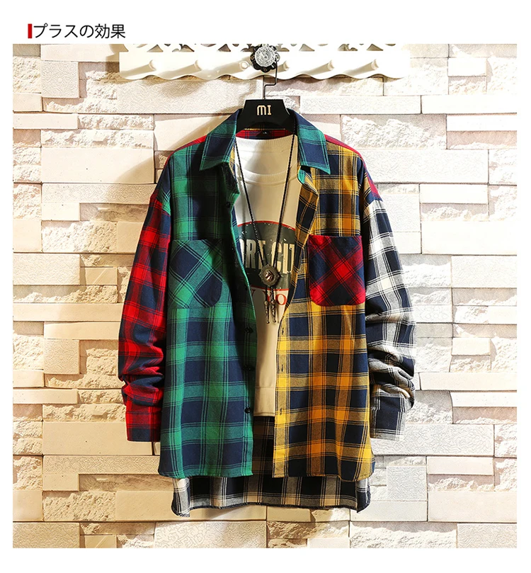 Men Plaid Shirts New Spring Autumn Long Sleeve Shirts Outwear Casual Loose Shirts For Man and women Size 3XL Dropshipping