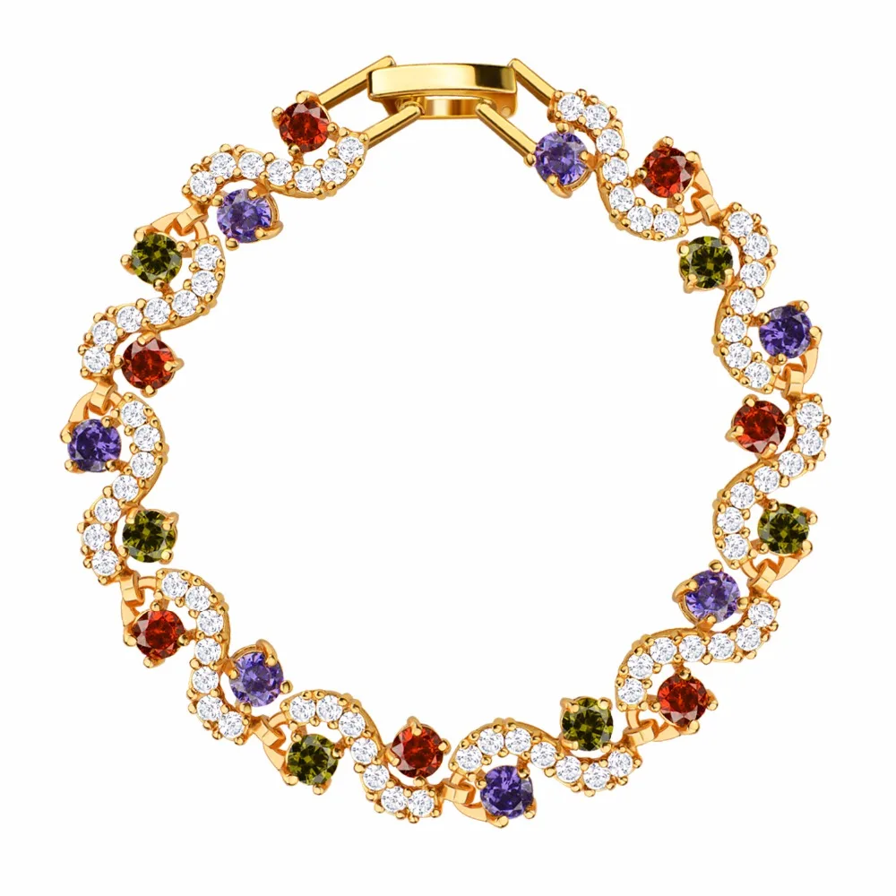 

New Fashion AAA Zircon Plating Colorful Female Bracelets Fashion Jewelry Gift Ornaments Preferred Gifts Bracelets.B40175