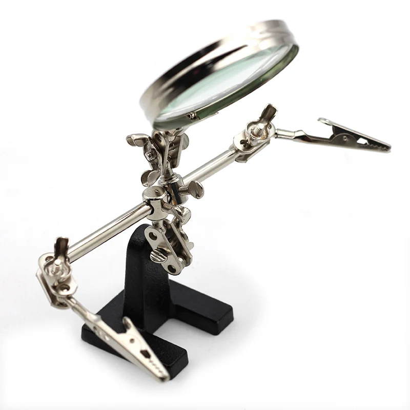 HWYDZ Helping Third Soldering Stand with 5X Magnifying Glass 2 Alligator Clips 360 Degree Rotating Locking Arms Professional Tool HWYDZ Helping Third Soldering Stand with 5X Magnifying Glass 2 Alligator Clips 360 Degree Rotating Locking Arms Professional Tool