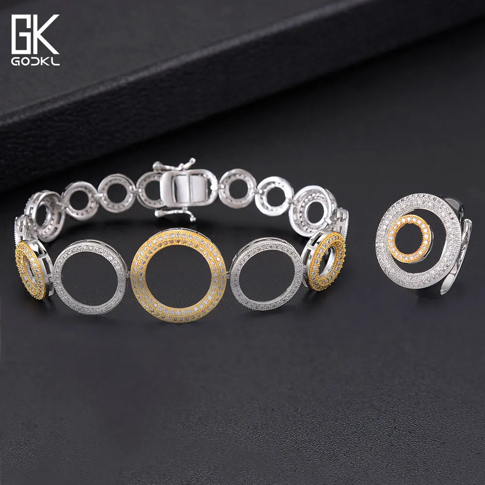 GODKI Elegant Bubble Circle African 4pcs Bridal Zircon Jewelry Sets For Women Party Dubai Nigeria Crystal Wedding Jewelry Set