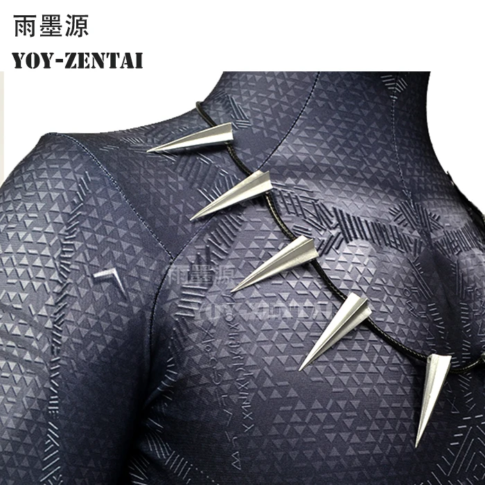YOY-ZENTAI-4, высокое качество,, Черная пантера, костюм с деталями, Черная пантера, косплей костюм с ожерельем, лапа