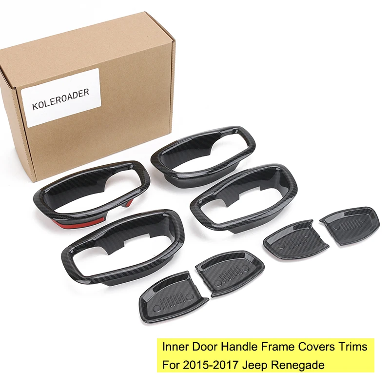 

8x New Carbon Black Door Handle Cover Trim for Jeep Renegade Latitude Trailhawk Sport Utility 2015 2016 2017