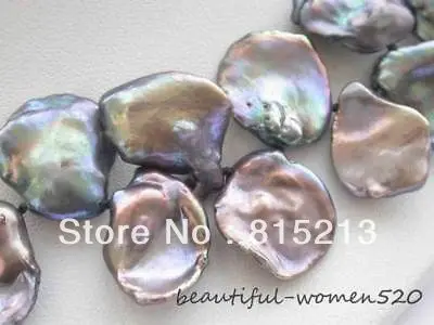 

ddh00709 HUGE 17" 20mm black baroque keshi reborn pearl necklace