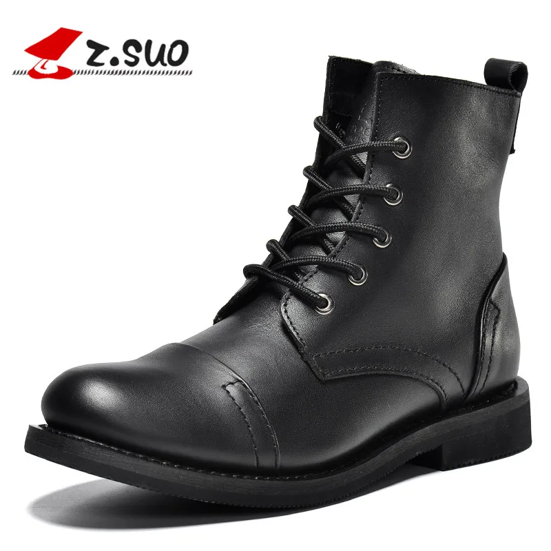 

ZSUO Men Genuine Real Leather Motorcycle Boots Street Riding Shoes Retro Motorbike Martin Boots Leisure Moto Shoes