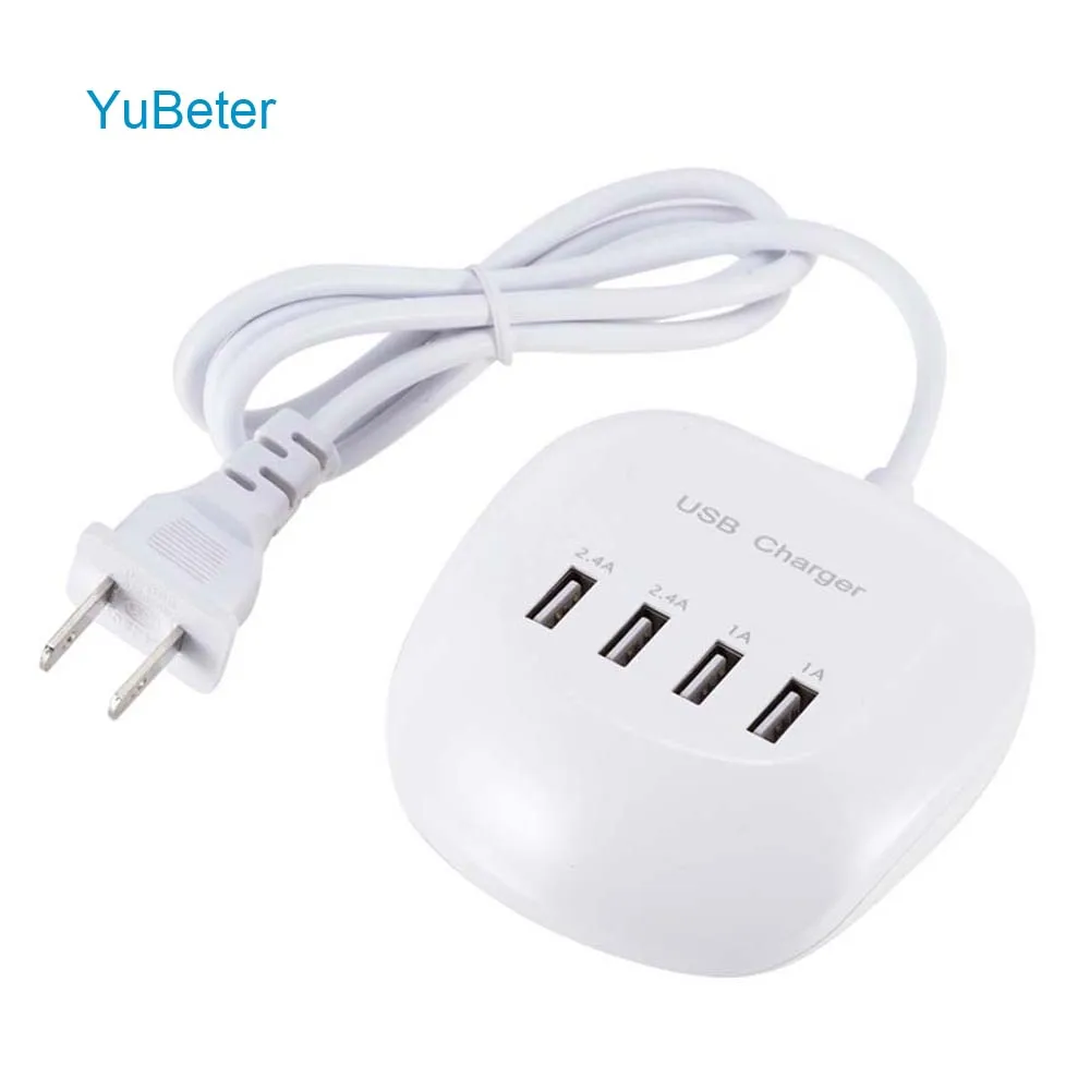 

YuBeter 4 Ports USB Charger Adapter AC100~240V to DC 5V Fast Charge Power Strip Adapter for Apple Xiaomi HTC Smartphone Tablets