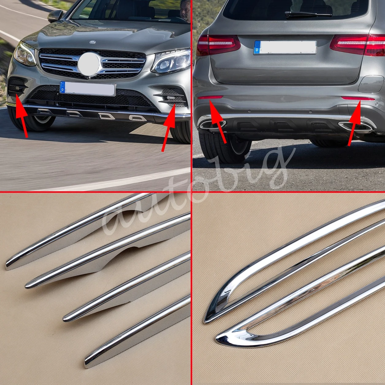 Voor + Achter Mistlamp Cover Mercedes Benz GLC X253 2016 2017 2018