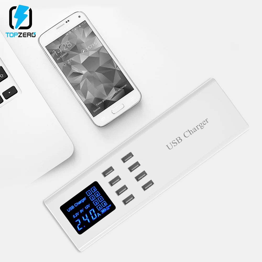 8 портов USB светодиодный дисплей настенное зарядное устройство адаптер гнездо