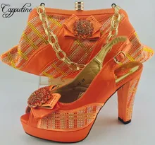 Capputine 2017 New Charming Italian Shoes And Matching Bags Set African Rhinestones Pumps Shoes And Bags