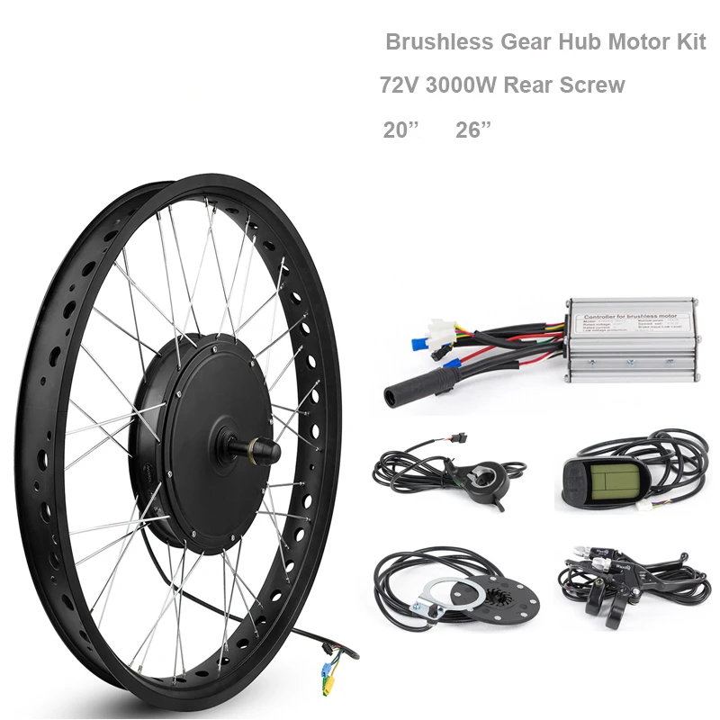 雪モーターキット 72 3000 ワットブラシレスハブモーターリアホイール