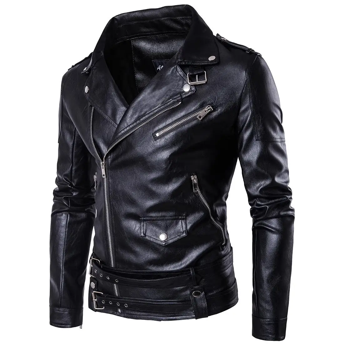 Motorcycle Leather Jacket Classic Design Multi-zippers Men's Locomotive Jackets Bomber Coat Windbreaker EUR SIZE |