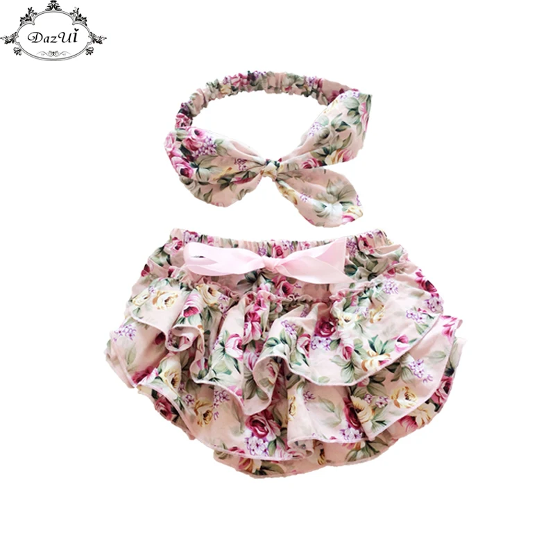 Floral Baby Bloomer Set Baby Ruffle Bloomer Headband Set Newborn Ruffle