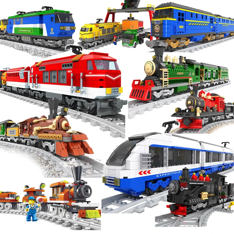 

AUSINI Model building kits compatible with legoe train rails trafic set blocks Educational model building toys bricks children
